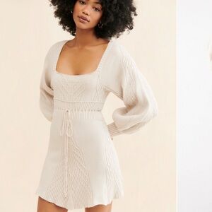 Free People Ivory Knit Mini Dress